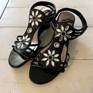 Womens size 6.5 black wedge with bling